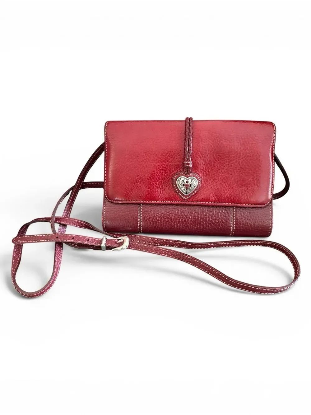 Brighton Red Leather Clutch Wallet Crossbody